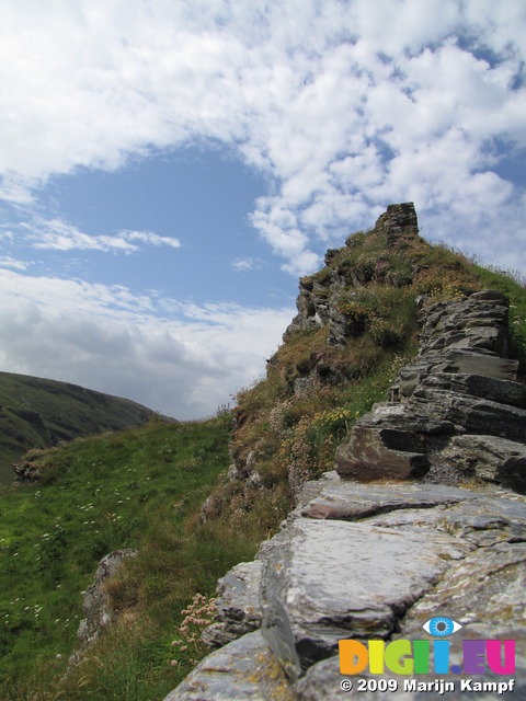 SX07244 View over castle wall on Tintagel Island